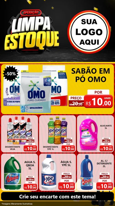 Modelo de Rede Social para Stories com o tema Operação Limpa Estoque para Produtos de Limpeza