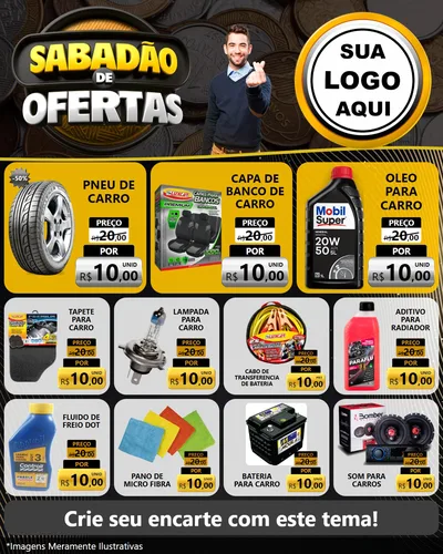 Modelo de Rede Social para Feed Instagram com o tema Sabadão de Ofertas para Auto peças