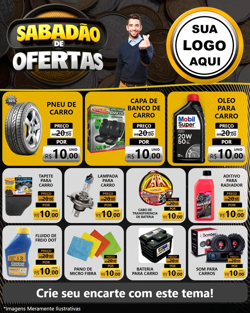 Modelo de Rede Social para Feed Instagram com o tema Sabadão de Ofertas para Auto peças