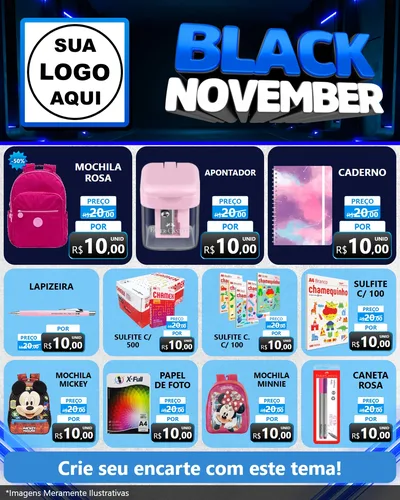 Modelo de Rede Social para Feed Instagram com o tema Black November para Papelaria
