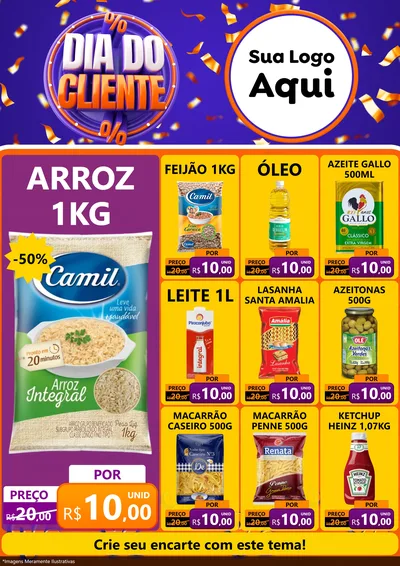 Modelo de Encarte para Encarte A4 Vertical com o tema Dia do Cliente para Supermercado