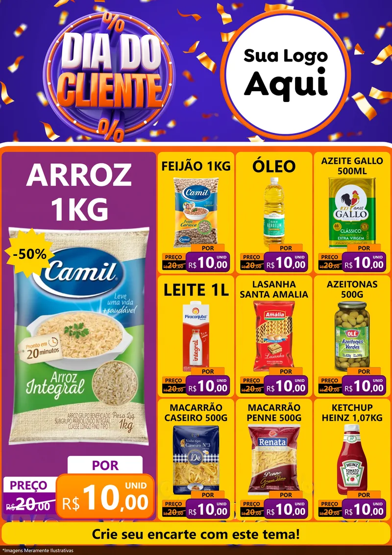 Modelo de Encarte para Encarte A4 Vertical com o tema Dia do Cliente para Supermercado