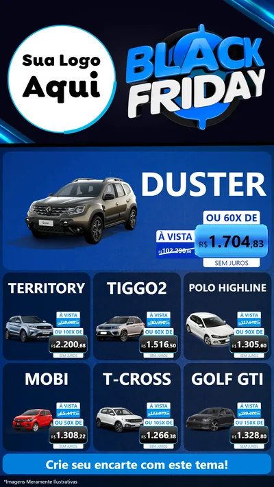 Modelo de Rede Social para Stories com o tema Black Friday para Concessionaria de Carros