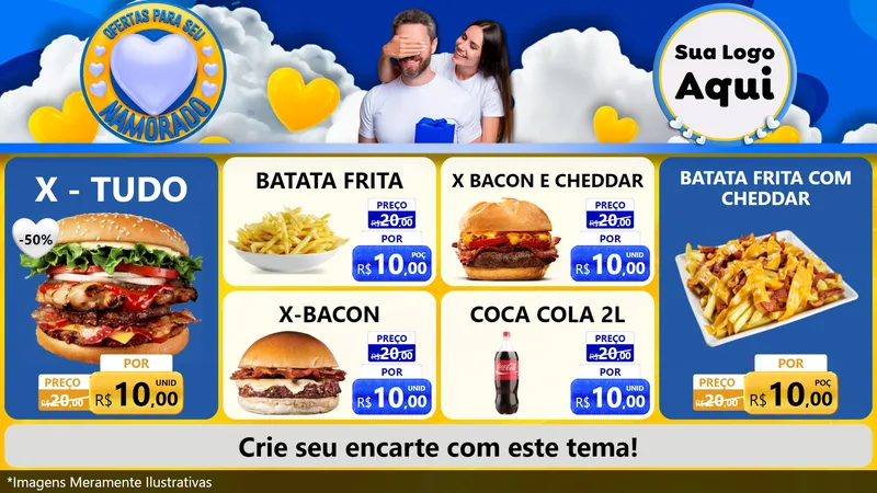 Modelo de TV para TV Horizontal com o tema Ofertas Para Seu Namorado para Hamburgueria