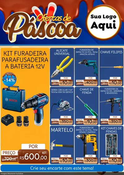 Modelo de Encarte para Encarte A4 Vertical com o tema Ofertas de Páscoa para Maquinas e Ferramentas