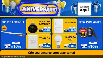 Modelo de TV para TV Horizontal com o tema Aniversário para Materiais Elétricos