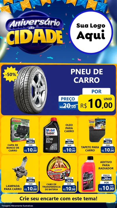 Modelo de Rede Social para Stories com o tema Aniversário da Cidade para Auto peças