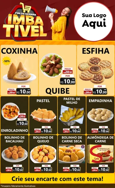 Modelo de Encarte para Encarte Grande com o tema Fim de Semana Imbatível para Salgadaria