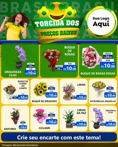 Modelo de Rede Social para Feed Instagram com o tema Torcida dos Preços Baixos - Copa para Floricultura e jardim