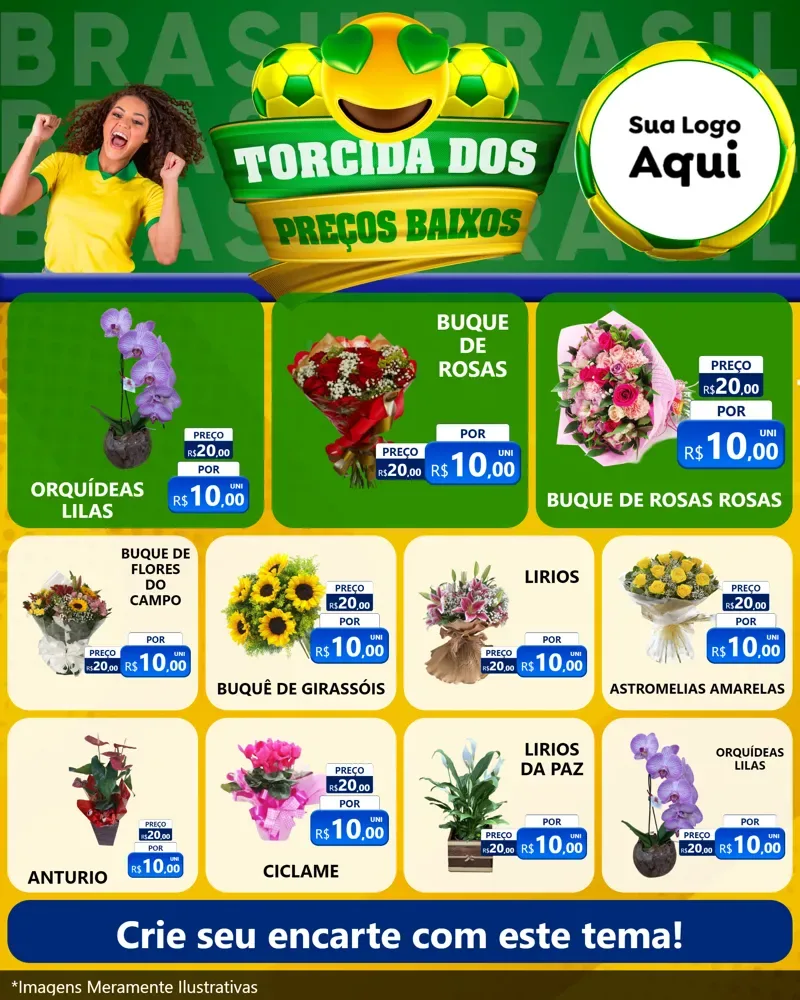 Modelo de Rede Social para Feed Instagram com o tema Torcida dos Preços Baixos - Copa para Floricultura e jardim