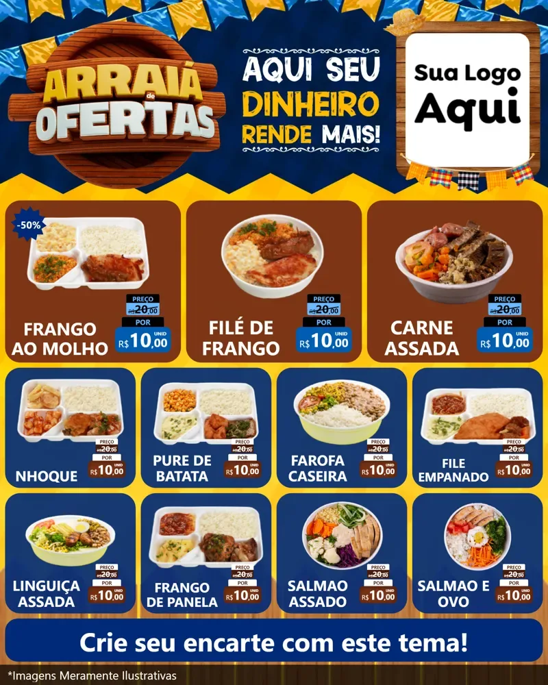 Modelo de Rede Social para Feed Instagram com o tema Arraiá de Ofertas - Junina para Restaurante