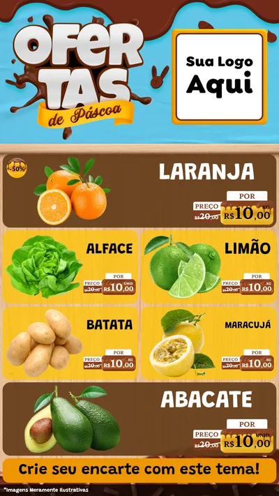 Modelo de TV para TV Vertical com o tema Ofertas de Páscoa para Hortifrúti