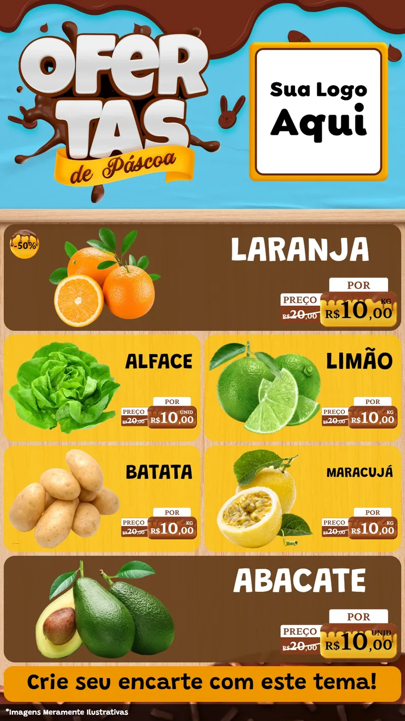 Modelo de TV para TV Vertical com o tema Ofertas de Páscoa para Hortifrúti