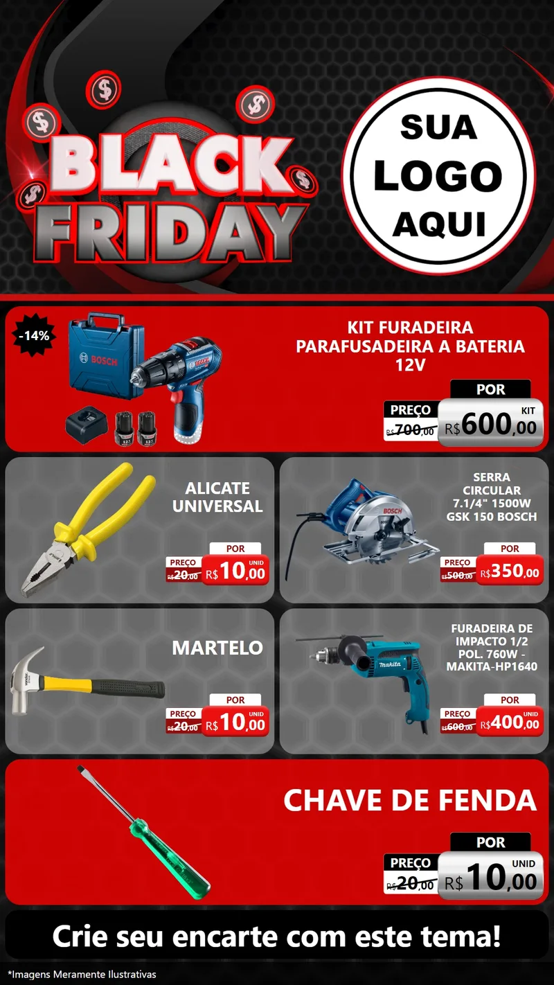 Modelo de TV para TV Vertical com o tema Black Friday para Maquinas e Ferramentas