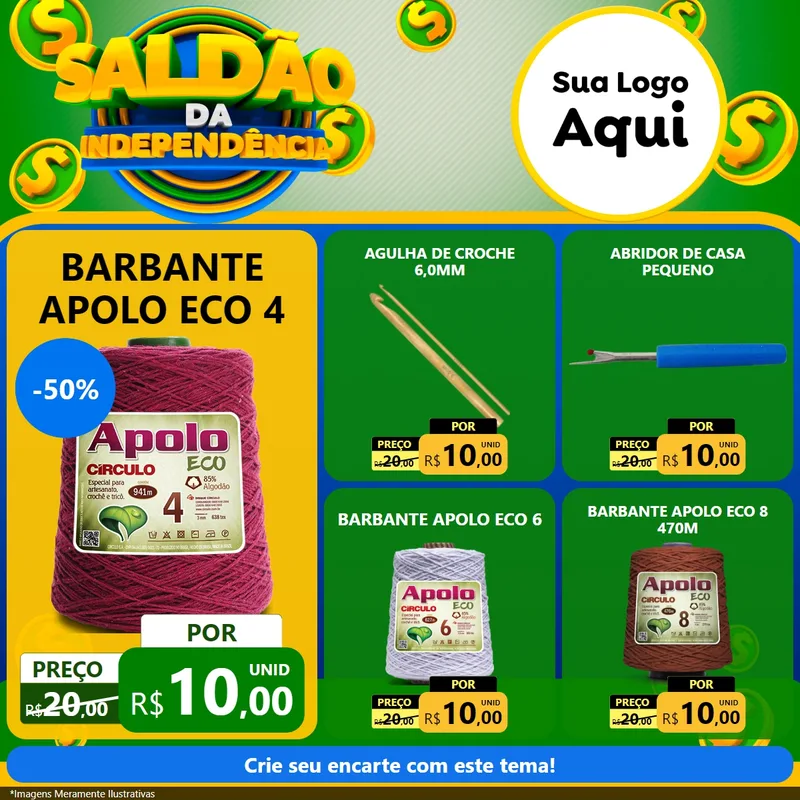 Modelo de Rede Social para Feed Facebook com o tema Saldão da Indepêndencia para Armarinho e Aviamentos