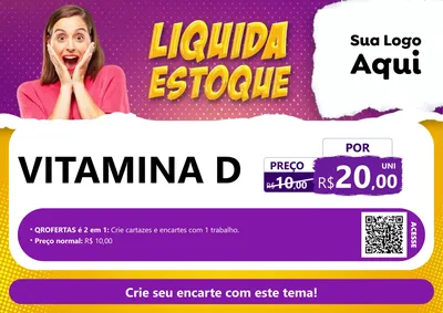 Modelo de Cartaz para Cartaz A4 Horizontal com o tema Liquida estoque para Farmácia