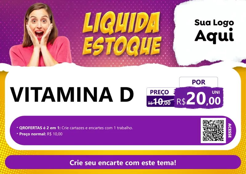 Modelo de Cartaz para Cartaz A4 Horizontal com o tema Liquida estoque para Farmácia