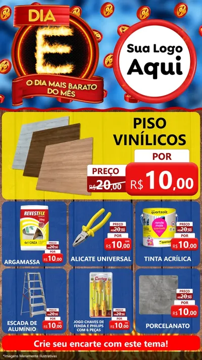 Modelo de Rede Social para Stories com o tema Dia E - O Dia Mais Barato Do Mês para Material para Construção