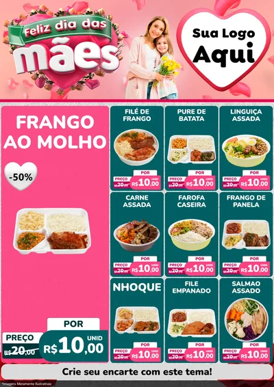 Modelo de Encarte para Encarte A4 Vertical com o tema Feliz Dia das Mães para Restaurante