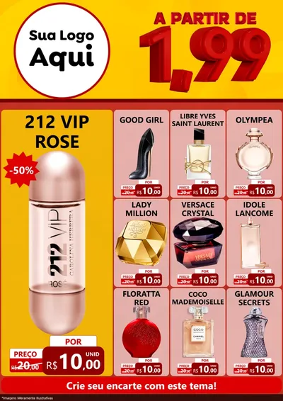 Modelo de Encarte para Encarte A4 Vertical com o tema A Partir de Um e Noventa e Nove - 1,99 para Perfumes