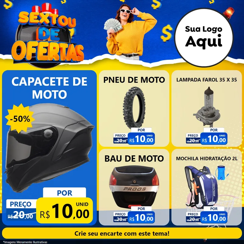 Modelo de Rede Social para Feed Facebook com o tema Sextou de Ofertas para Moto peças