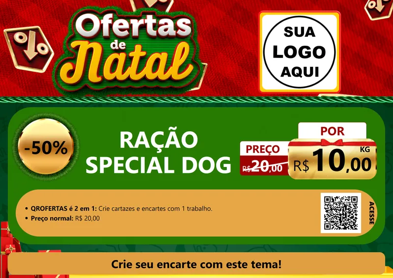 Modelo de Cartaz para Cartaz A4 Horizontal com o tema Ofertas de Natal para Pet Shop