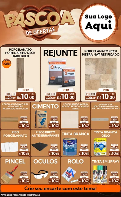 Modelo de Encarte para Encarte Grande com o tema Páscoa de Ofertas para Pisos e revestimentos