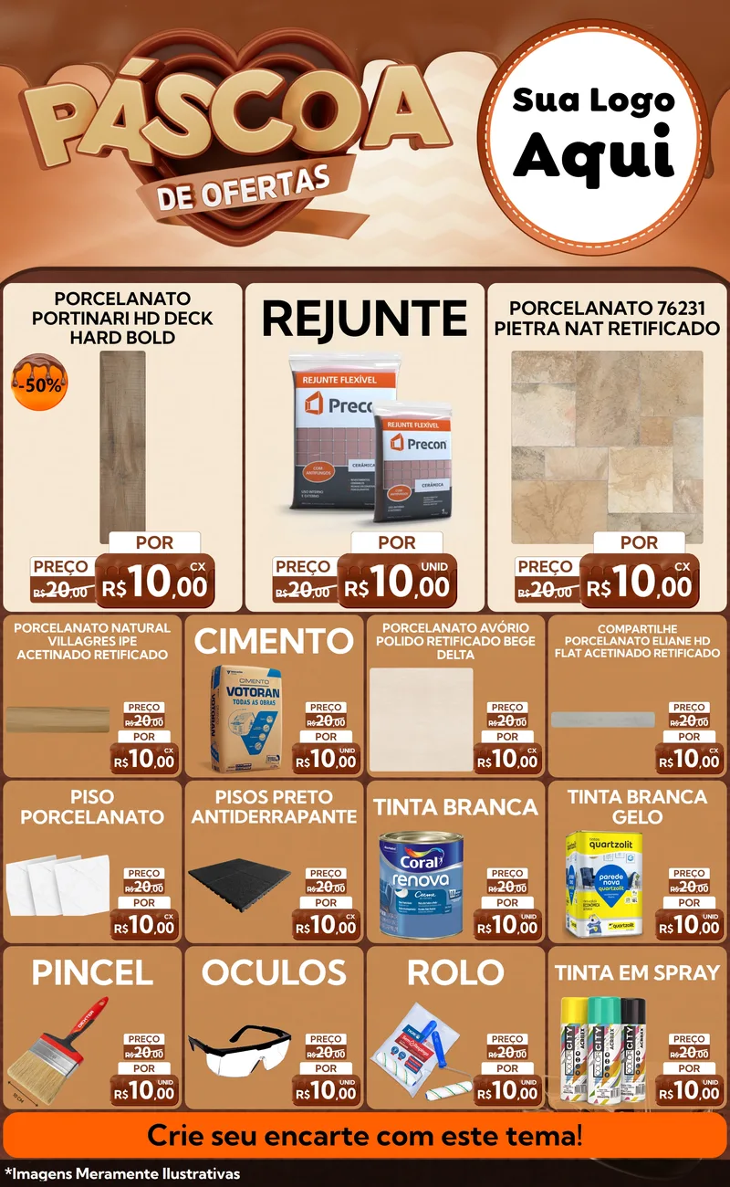 Modelo de Encarte para Encarte Grande com o tema Páscoa de Ofertas para Pisos e revestimentos
