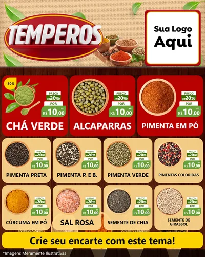 Modelo de Rede Social para Feed Instagram com o tema Temperos para Produtos Naturais
