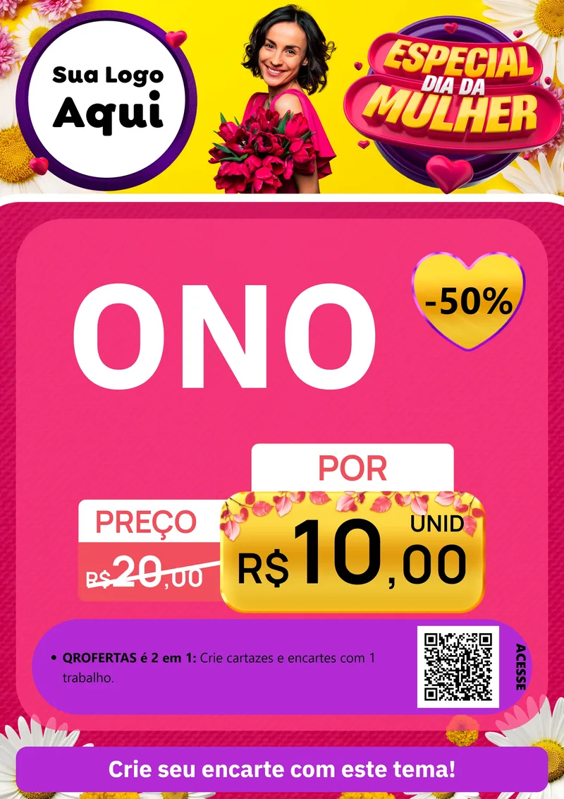 Modelo de Cartaz para Cartaz A4 Vertical com o tema Especial Dia da Mulher para Óticas