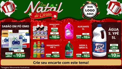 Modelo de TV para TV Horizontal com o tema Um Natal de Ofertas para Produtos de Limpeza
