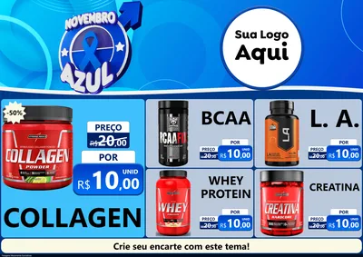Modelo de Encarte para Encarte A4 Horizontal com o tema Novembro Azul para Suplementos alimentares