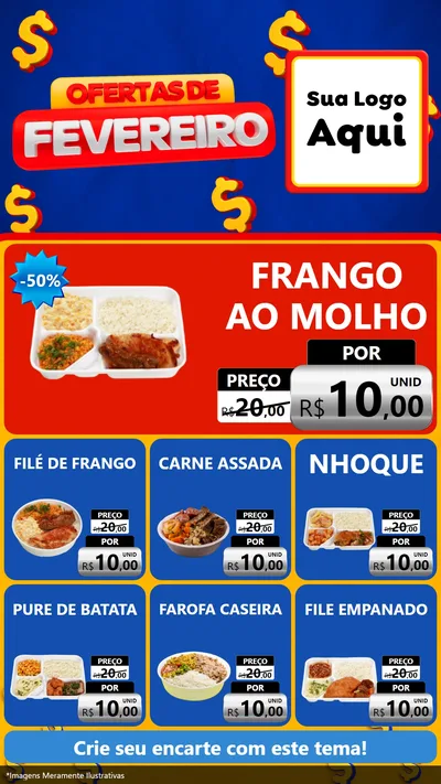 Modelo de Rede Social para Stories com o tema Ofertas de Fevereiro para Restaurante