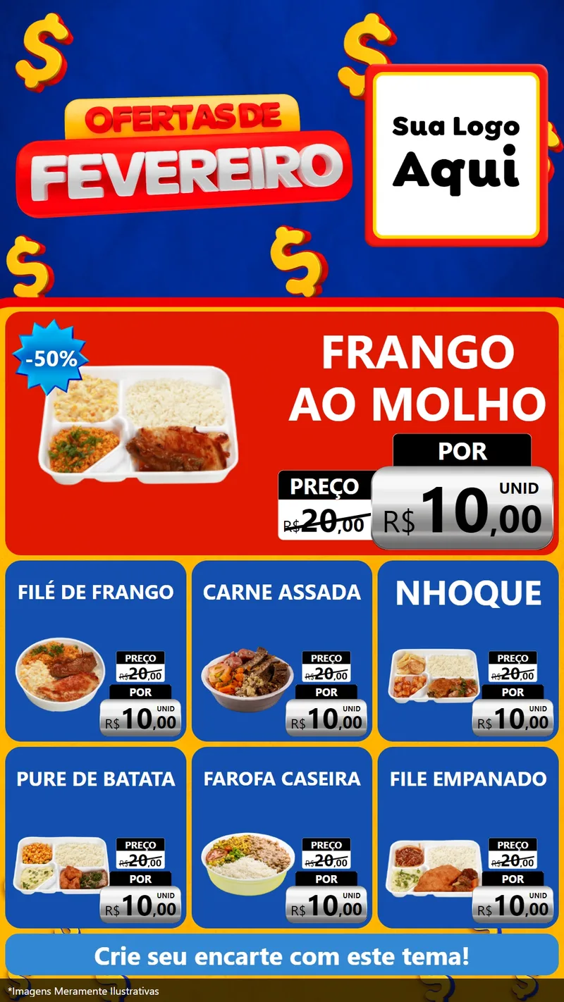 Modelo de Rede Social para Stories com o tema Ofertas de Fevereiro para Restaurante