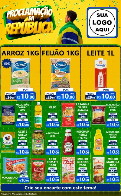 Modelo de Encarte para Encarte Grande com o tema Proclamação da República para Supermercado