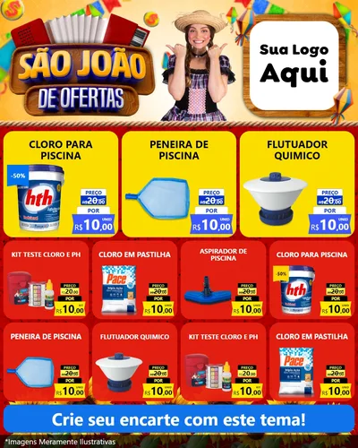 Modelo de Rede Social para Feed Instagram com o tema São João de Ofertas para Produtos para Piscina