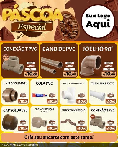 Modelo de Rede Social para Feed Instagram com o tema Páscoa Especial para Tubos e conexões