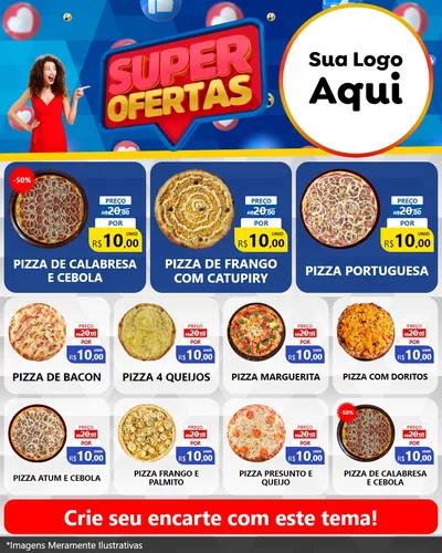 Modelo de Rede Social para Feed Instagram com o tema Super Ofertas para Pizzaria