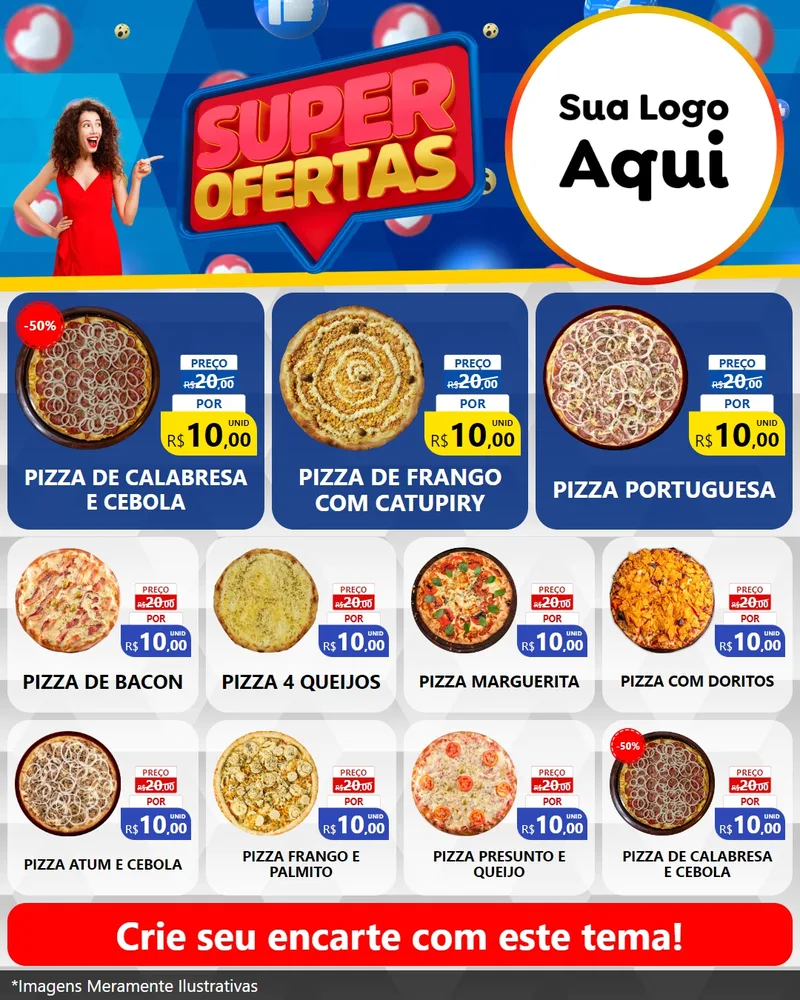 Modelo de Rede Social para Feed Instagram com o tema Super Ofertas para Pizzaria