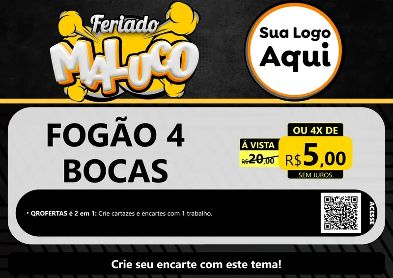 Modelo de Cartaz para Cartaz A4 Horizontal com o tema Feriado Maluco para Móveis e Eletro