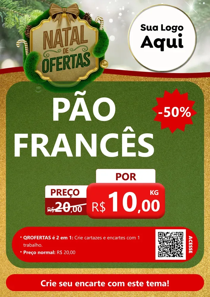 Modelo de Cartaz para Cartaz A4 Vertical com o tema Ofertas de Natal para Padaria