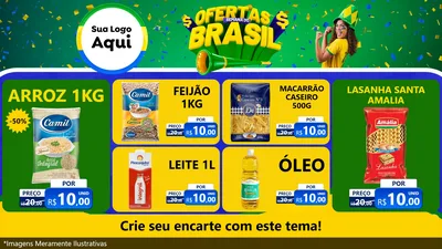 Modelo de TV para TV Horizontal com o tema Ofertas Semana do Brasil para Supermercado