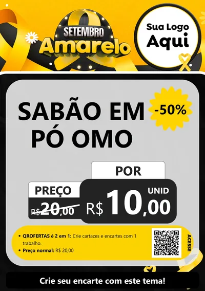 Modelo de Cartaz para Cartaz A4 Vertical com o tema Setembro Amarelo para Produtos de Limpeza