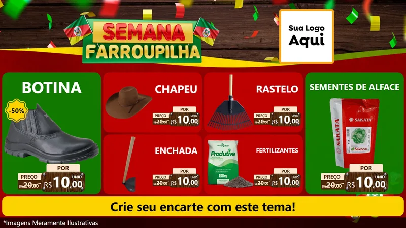 Modelo de TV para TV Horizontal com o tema Semana Farroupilha para Agropecuária
