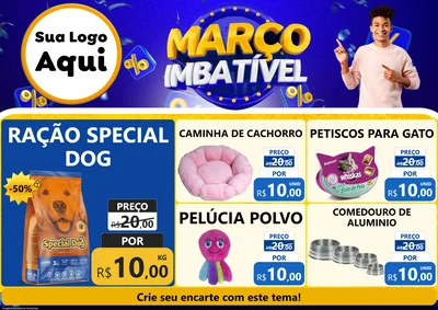 Modelo de Encarte para Encarte A4 Horizontal com o tema Março Imbatível para Pet Shop
