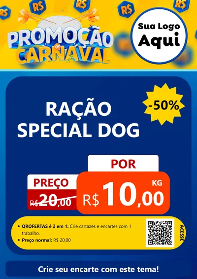 Modelo de Cartaz para Cartaz A4 Vertical com o tema Promoção de Carnaval para Pet Shop