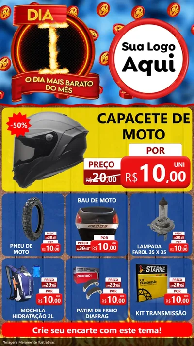 Modelo de Rede Social para Stories com o tema Dia I - O Dia Mais Barato Do Mês para Moto peças