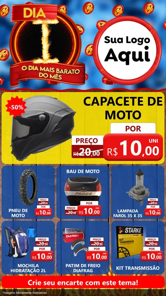 Modelo de Rede Social para Stories com o tema Dia I - O Dia Mais Barato Do Mês para Moto peças