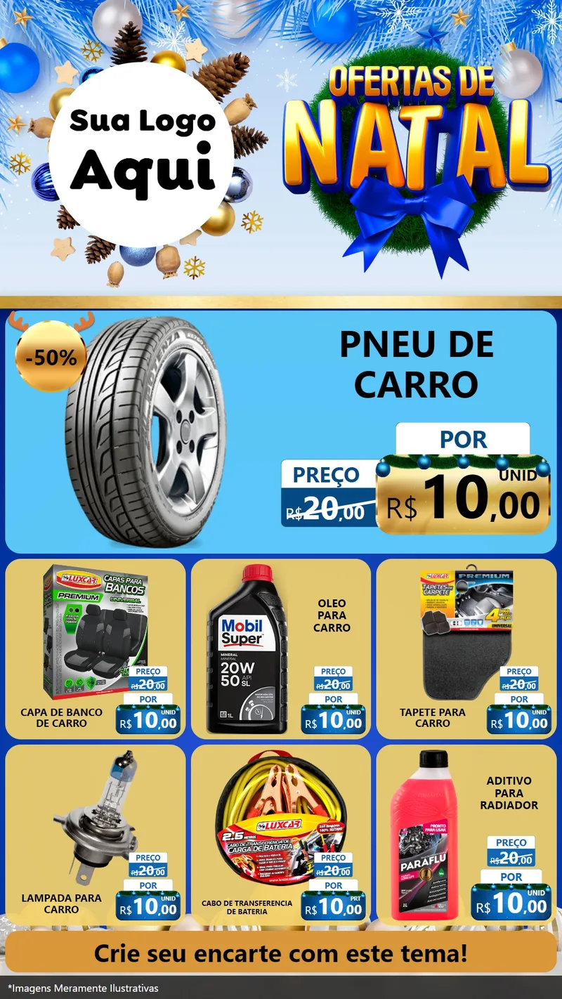 Modelo de Rede Social para Stories com o tema Ofertas de Natal para Auto peças