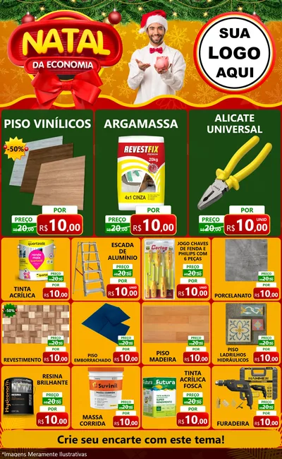 Modelo de Encarte para Encarte Grande com o tema Natal da Economia para Material para Construção